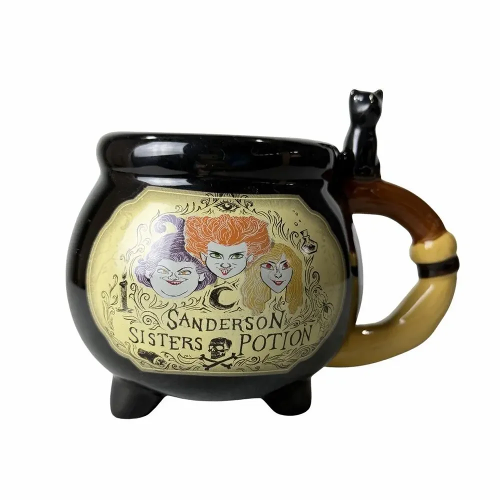 Disney Hocus Pocus Sanderson Sisters Potion Cauldron Mug Cat Handle Cup
